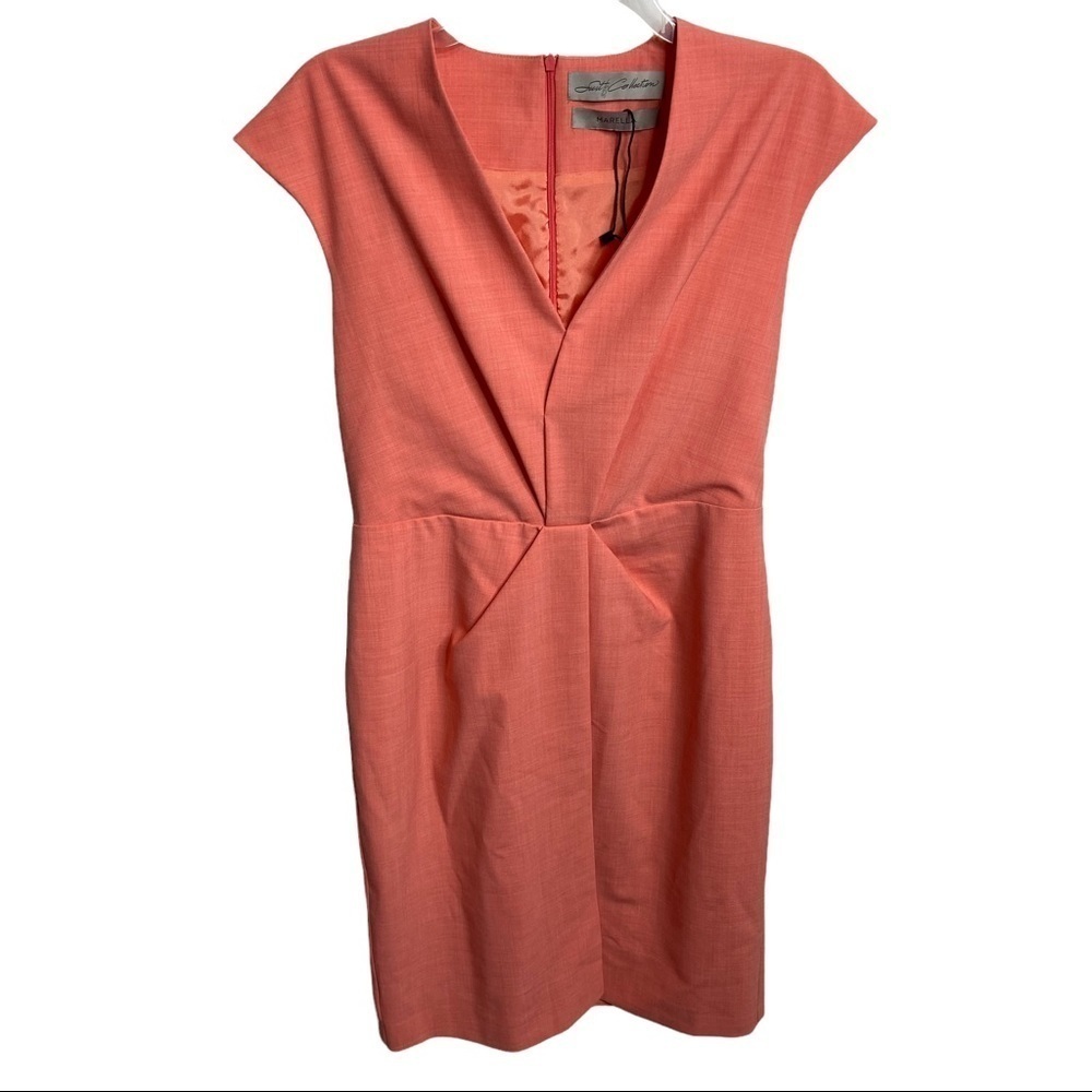 NWT Marella Size 8 Suit Collection Pink V-neck Dress Short Sleeve Wool